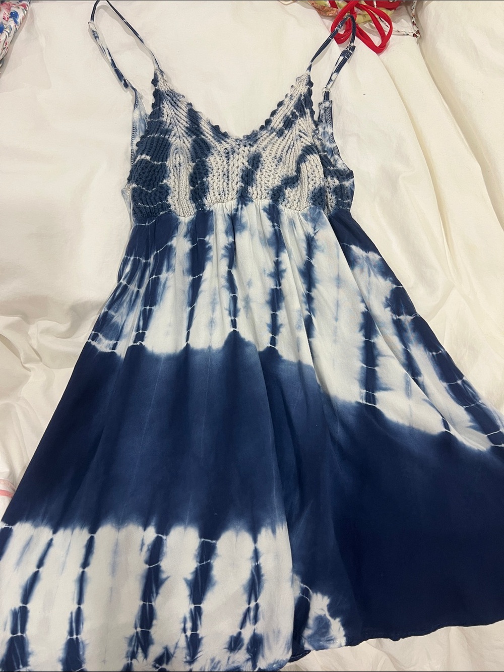 Ocean Drive Navy and White Tie-Dye Mini Sundress
